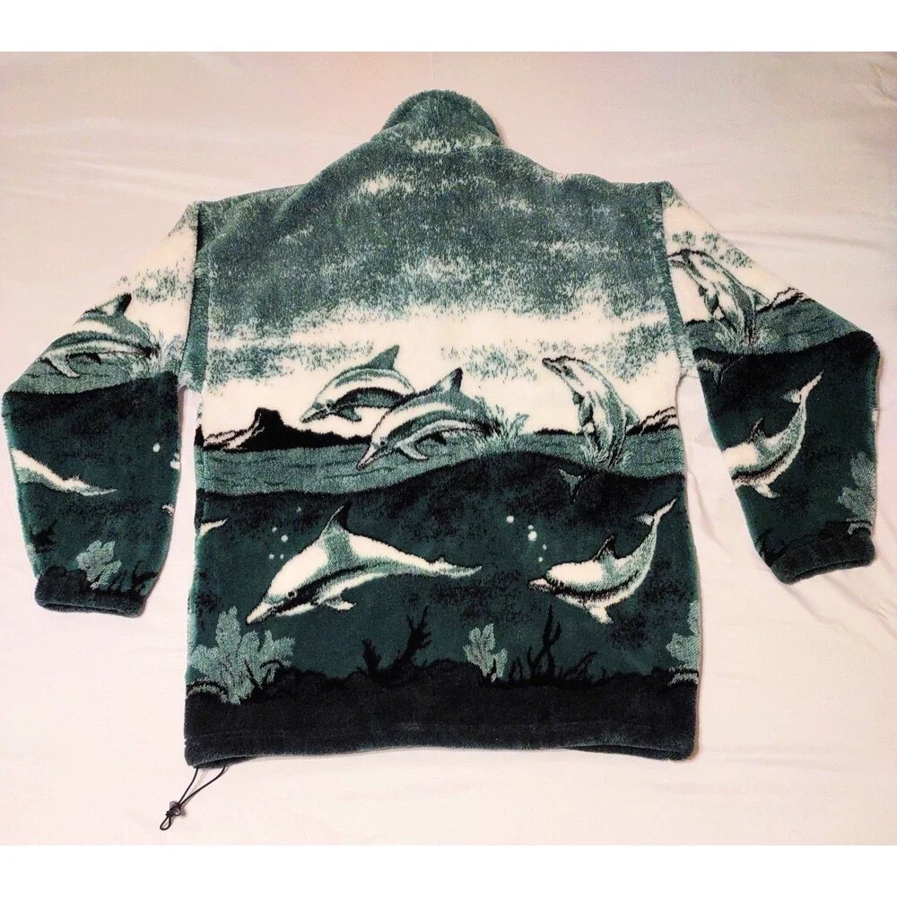 Vintage George Vine Dolphin Jacket Men's XL Sherpa Fleece Full Zip Made in USA